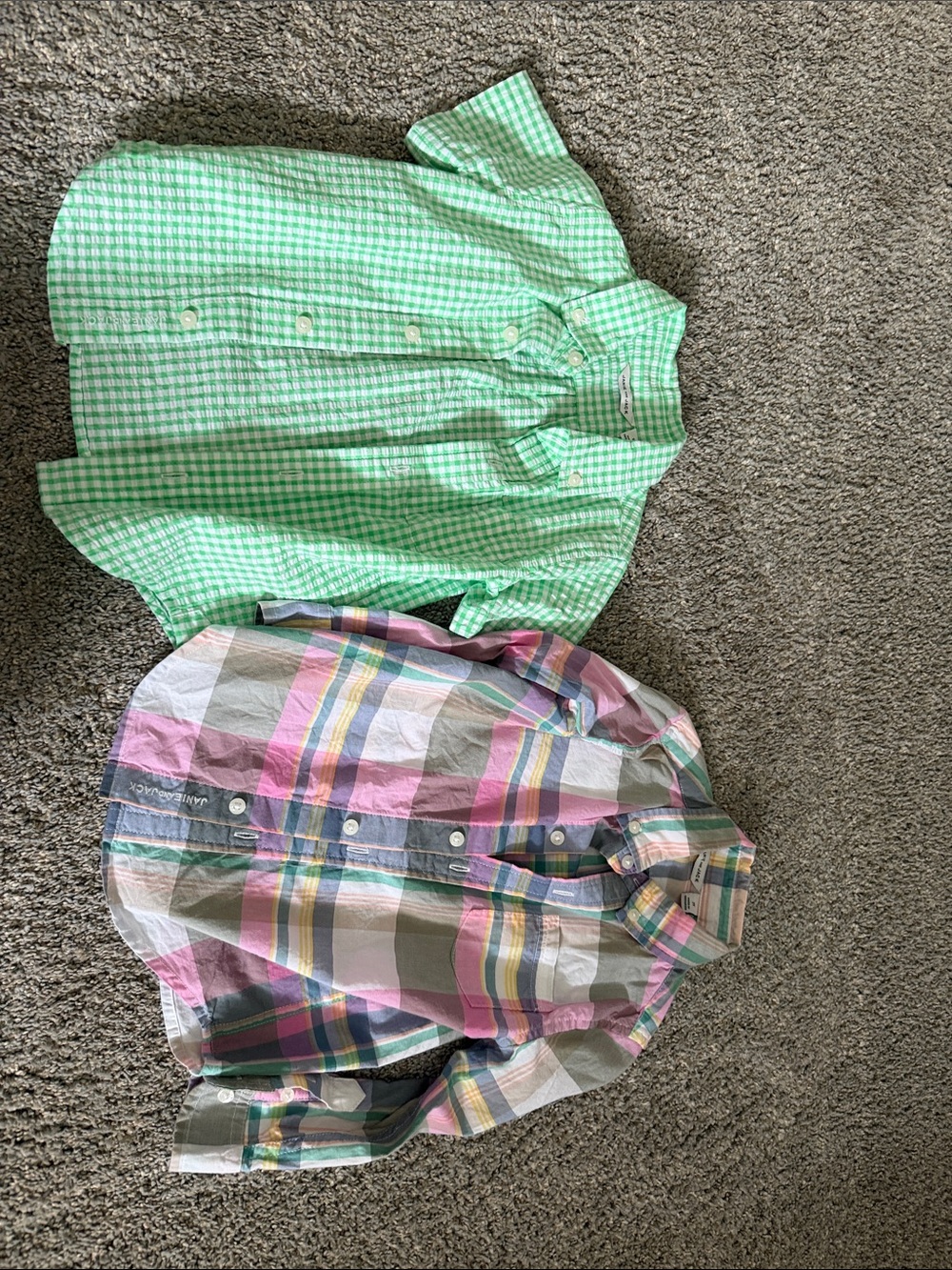 Janie and Jack Green Gingham & Pastel Plaid Button-Down Shirts Set